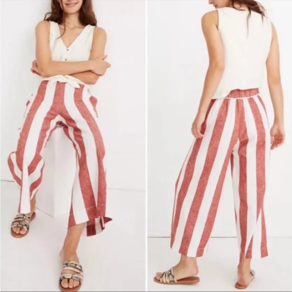 Madewell Huston Pull On Wide Leg Gaucho Linen Pants